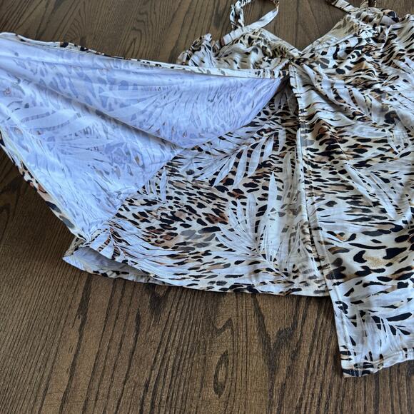 Miraclesuit Womens Leopard Print Love Knot Underwire Tankini Swim Top Size 16 - Picture 3 of 9